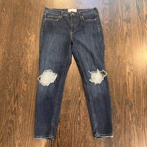 Free People Dark Blue Distressed Denim Jeans